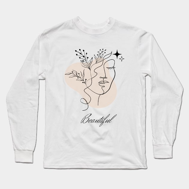 Beautiful minimalist girl Long Sleeve T-Shirt by redsunflower